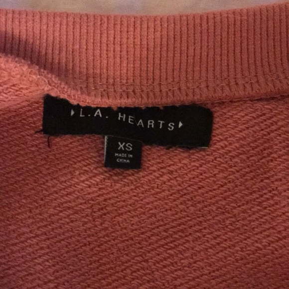 NEW LA Hearts Side Lace-Up Crew Neck Sweatshirt - Picture 7 of 7